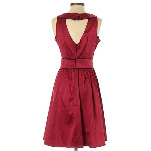 Folter The Scarlett Red Satin Retro Pin Up Rockabilly Fit Flare Dress Sz L NWT - Picture 9 of 16